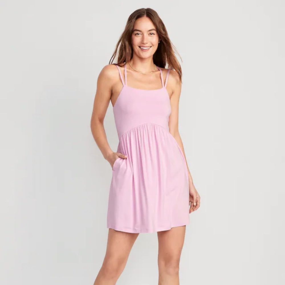 NWT: Pink Knee-Length Dress with Pockets